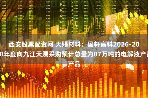 西安股票配资网 天赐材料：国轩高科2026-2028年度向九江天赐采购预计总量为87万吨的电解液产品